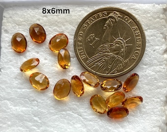5 piezas de citrino naranja natural facetado en forma ovalada, piedras preciosas sueltas cortadas a elegir entre 4 x 3 mm, 5 x 3 mm, 5 x 4 mm, 7 x 5 mm, 8 x 6 mm, citrino para joyería, BB117