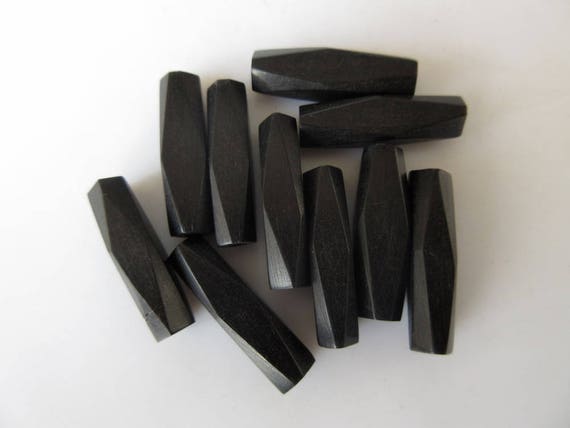 10 Pieces Tetradecagon Octagon Shaped Hand Carved Natural Ebony Wood Beads GDS10459 Smooth Wooden Bead Pendant Wooden Supplies Jewelry