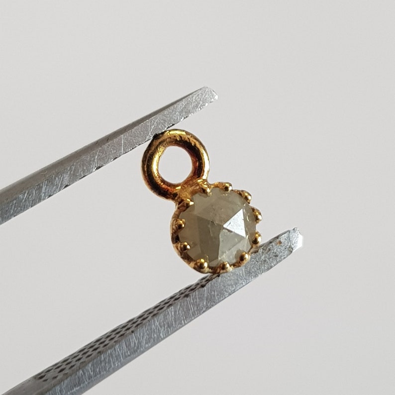 4,5 mm natuurlijke grijze enkele lus diamanten ring spantang connector klaar voor gebruik voor oorbel hanger 925 zilveren diamanten spantang DDS509/12 afbeelding 3