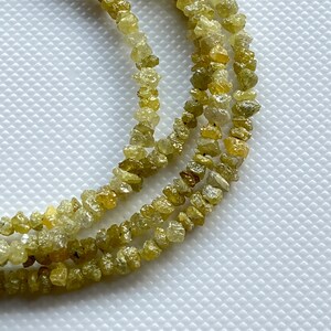 Natural Yellow Raw Rough Diamond Beads Loose, 2mm To 3mm Conflict Free Earth Mined Yellow Uncut Diamond, 4/8/16 Inch Strand, DDS508