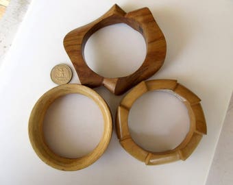 Set Of 5 Pieces Hand Carved Wooden Bangle, Beautiful Handmade Wooden Bangle Bracelet, Wood Jewelry, GDS1046/3