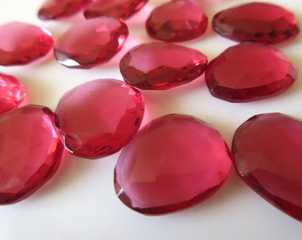 5 Pieces 14mm To 18mm Each Hydro Quartz Ruby Color Rose Cut Flat Back Loose Cabochons RC111