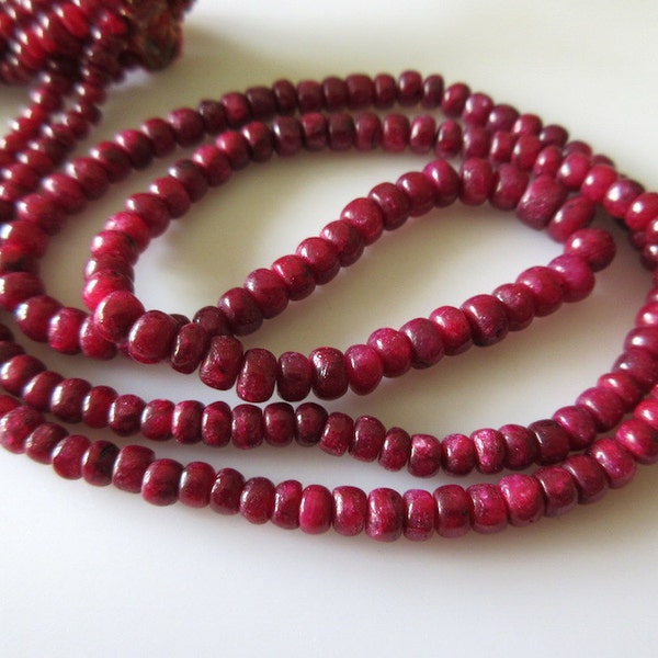 Natural Ruby Beads, Ruby Smooth Rondelle Bead Necklace, 3mm To 4.5mm Beads, Sold As 13 Inch/15 Inch/16 Inch/17 Inch Strand, GDS75