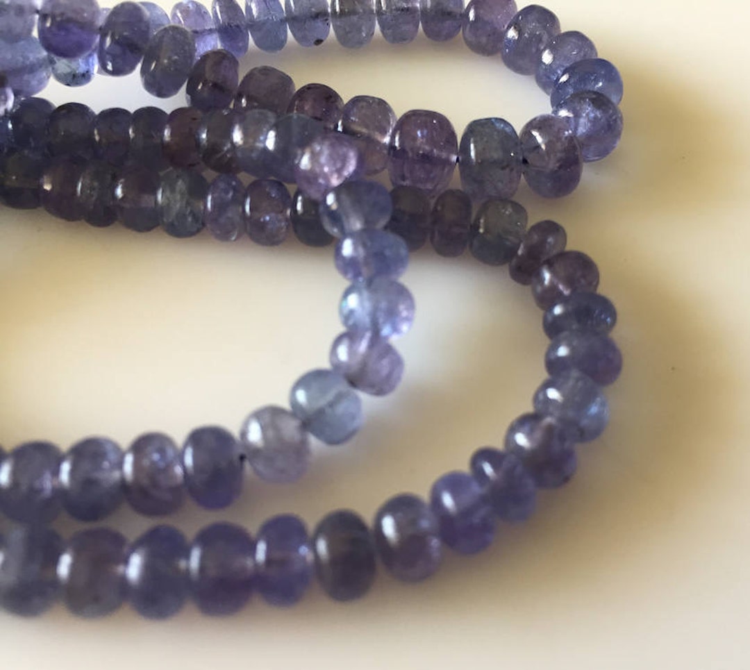 Buy Natural Tanzanite Smooth Rondelle Beads 5mm to 7mm Blue AAA Online ...