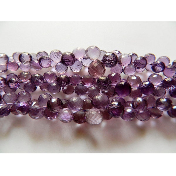 8mm Each 28 Pieces Approx Amethyst Faceted Briolettes Beads, Natural Amethyst Onion Briolette Beads, Sold As 4.5 Inch Half Strand