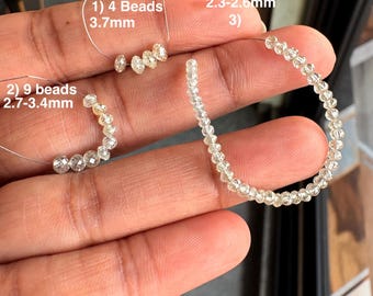 2.7mm To 3.7mm Rare Natural Clear White Diamond Faceted Rondelle/Round Beads, Earth Mined Clear White diamond Beads, DDS708/1