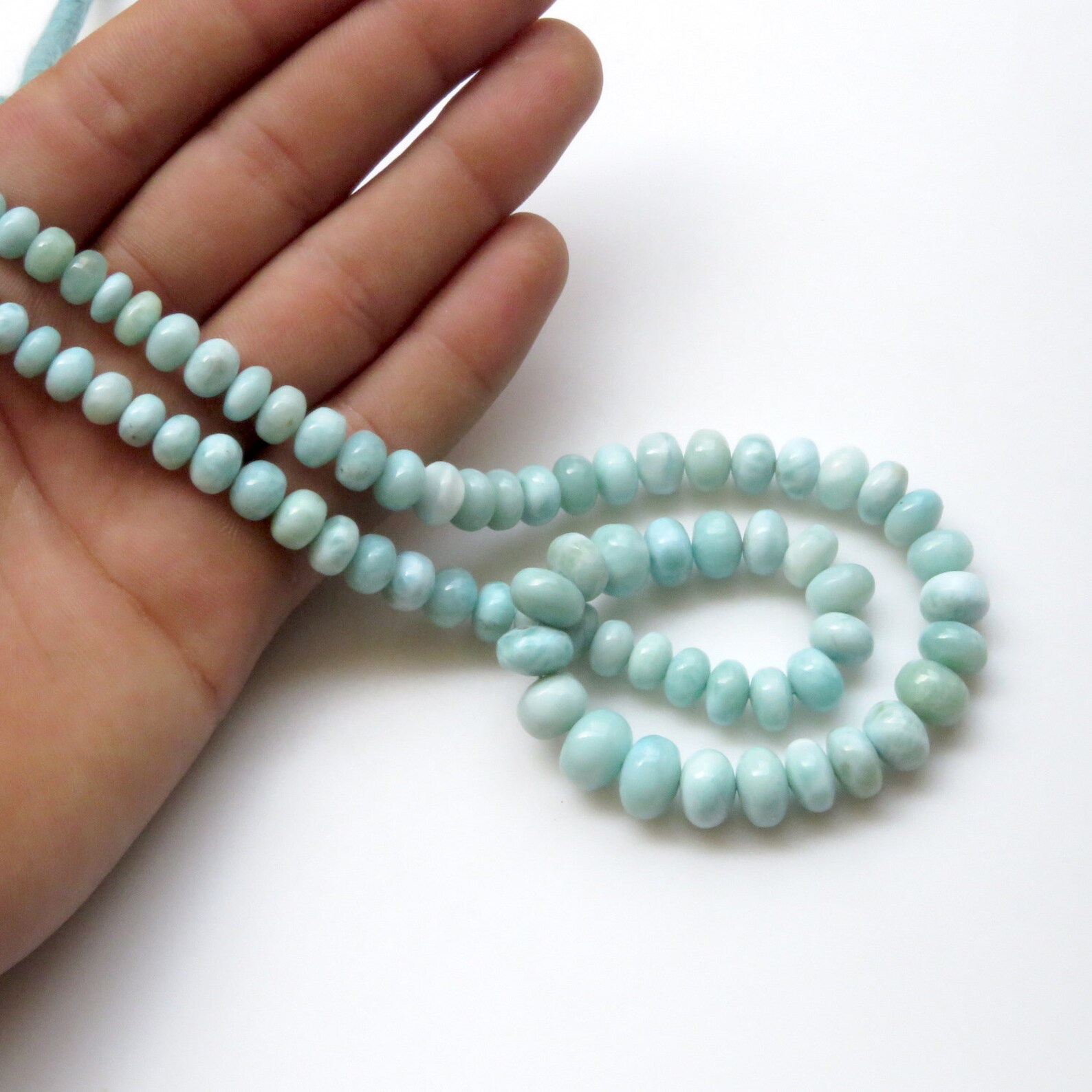 Natural Smooth Larimar Rondelle Beads 6mm To 10mm Larimar Etsy