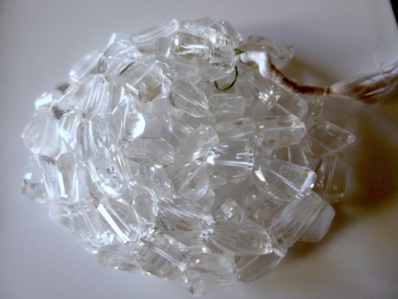 3 Strands Wholesale Huge Crystal Quartz Step Cut Faceted Tumbles Beads 15mm To 26mm Beads 16 Inch Strand GDS159