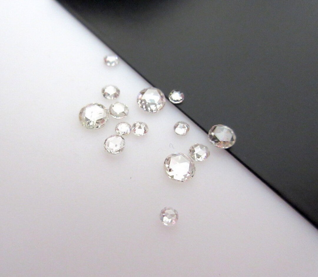 White Roses Cut 6 Pieces, 2-3mm Clear White Rose Cut Diamond, Rose Cut Cabochon, White ...