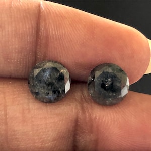 3.82CTW/7.6mm Salt And Pepper Brilliant Cut Faceted Matched Pair Solitaire Loose Diamonds,  Natural Round Diamond For Earrings, DDS539/11/5