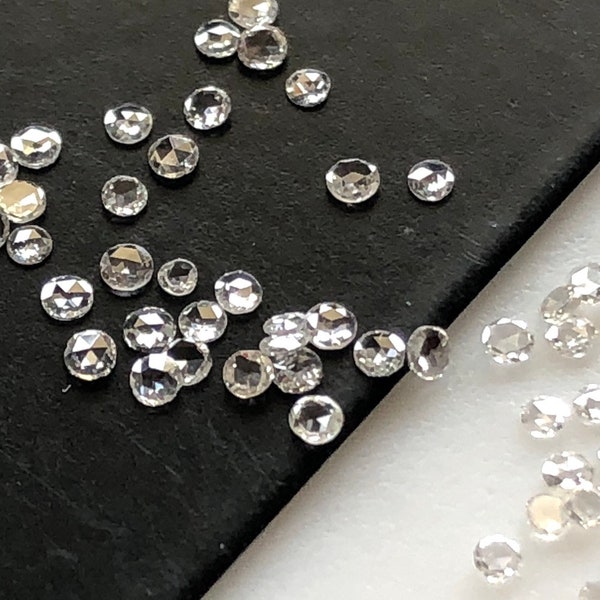 10 Stück Winzige seltene 1mm bis 1,5mm/ 2mm Natürliche klare weiße Runde Rosenschliff Diamant lose, klare weiße G Farbe VS2 Diamant Rosenschliff, DDS581/3