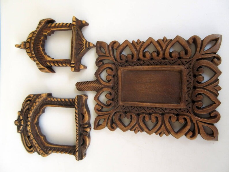GDS10463 2 Pieces Hand Carved Wooden Window Frame Pendant Wood Art And Craft Framing Supplies Jewelry Handmade Wooden Jharokha Pendant