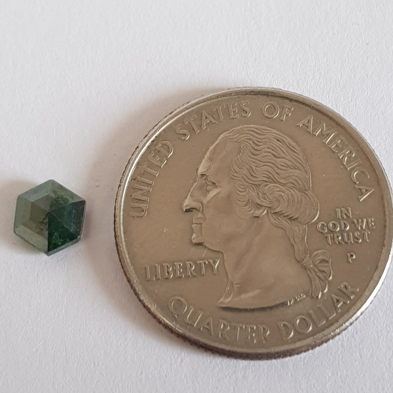1,02 karat/6,6 mm klarblå fancy hexagon sköldformad rosenslipad diamant lös, fasetterad rosenslipad lös diamant cabochon för smycken, DDS728/7 bild 9