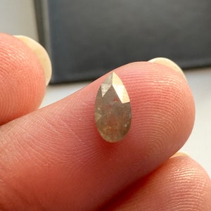0.65CTW/7.7mm Clear Peach/Grey Long Pear Shaped Faceted Rose Cut Diamond, Flat Back Diamond Loose Cabochon For Ring, DDS689/4