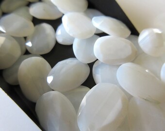 8 Pieces 16mm to 18mm Each White Natural Opal Faceted Rose Cut Flat Loose Cabochons RS71