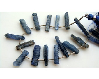 Blue Kyanite Stick Beads, Natural Kyanite Rough Textured Sticks - 15mm To 18mm Each - 12 Pieces