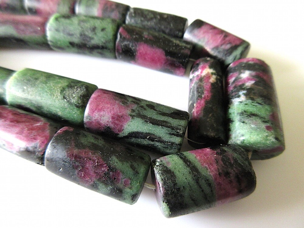 Natural Ruby Zoisite Smooth Pipe Shaped Large Tube Tumbles Beads, 20m…
