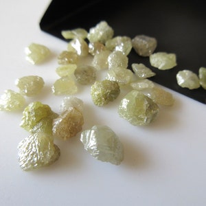 5 Pieces 5mm Each Yellow Flat Back Smooth Rough Loose Diamonds, Natural Yellow/Green Uncut Diamond Loose, SKU-Dds100/2
