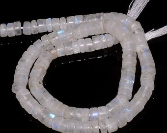 Rainbow Moonstone Tyre Beads, 5mm Natural Moonstone Smooth Round Tyre Heishi Beads, 13 Inch Strand, SKU-SS133