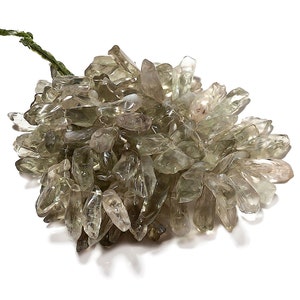 Raw Green Amethyst Bead, Natural Gemstones, Rough Amethyst Beads, 23mm To 28mm Beads, 7 Inch Half Strand, SKU-AA80