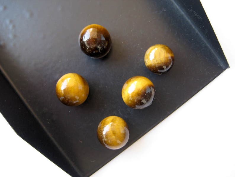 10 Pieces 9x9mm Each Tigers Eye Round Shaped Smooth Brown Color Loose Cabochons BB273