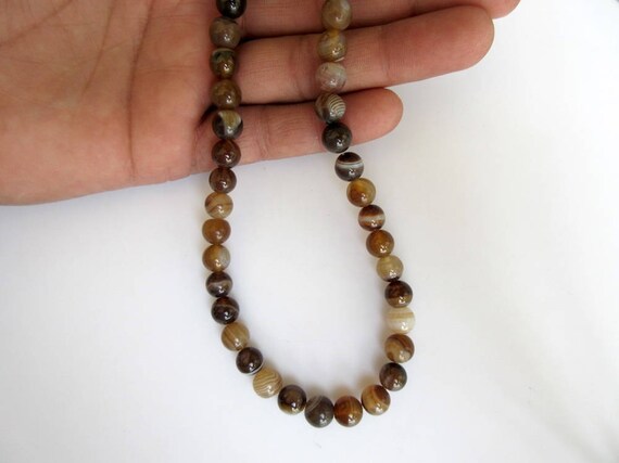 Banded Onyx Large Hole Gemstone Beads, 8mm Banded Onyx