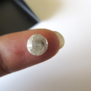 Huge 5mm White/Gray Rose cut Diamond Loose, Rough Raw Diamond Loose, Faceted Diamond Cabochon, SKU-Dds221