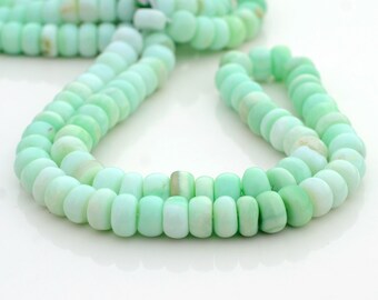 Light Green Opal Smooth Heat Treated Coloured Rondelle Beads, 9mm Green Opal Gemstone Beads, Sold As 16 Inch Strand, GDS1983