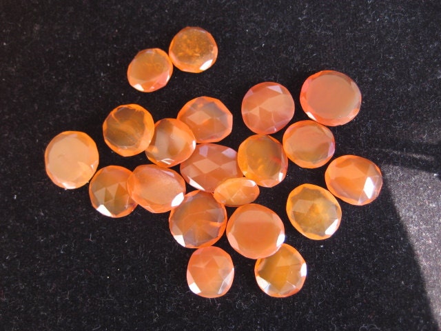 6 Pieces 12x11mm To 15x13mm Each Carnelian Rose Cut Chalcedony Flat Back Orange Color Loose Cabochons RS36