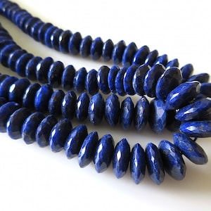Blue Sapphire German Cut Faceted Disc Shaped Tyre Rondelle Beads, 8mm To 12mm Beads, Sold As 8 Inch Half Strand/16 Inch Strand, GDS555