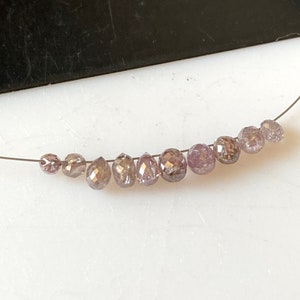 2 Pieces Tiny 2.5-3.5mm Beautiful Rare Pink Diamond Briolette Beads, Pink Diamond Faceted Teardrop Beads, DDS300
