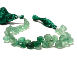 Natural Green Cherry Quartz Faceted Heart Briolette Beads, 6mm/7mm/8.5-9mm Cherry Quartz Heart Gemstone Beads, 8 Inch Strand, GDS2225