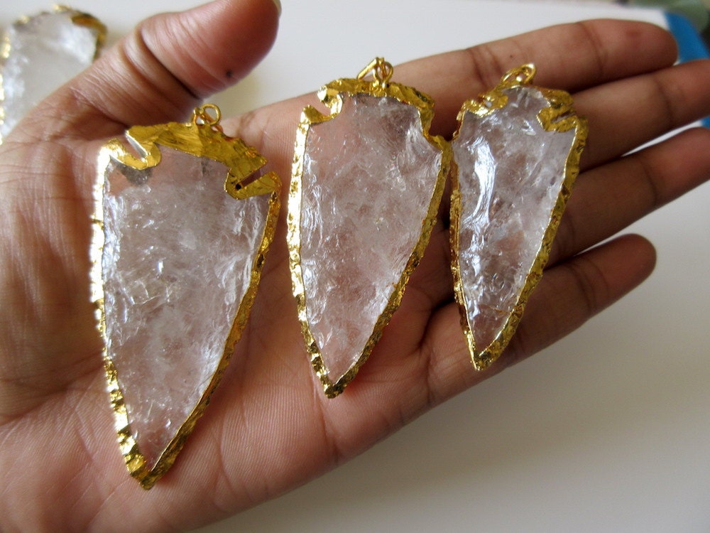 3 Pieces Huge Rare 70mm To 80mm Raw Crystal Arrowheads Etsy