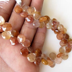 Natural Copper Gold Rutilated Quartz Heart Shaped Faceted Briolette Beads, Copper Rutile Quartz Beads Jewelry, GDS917