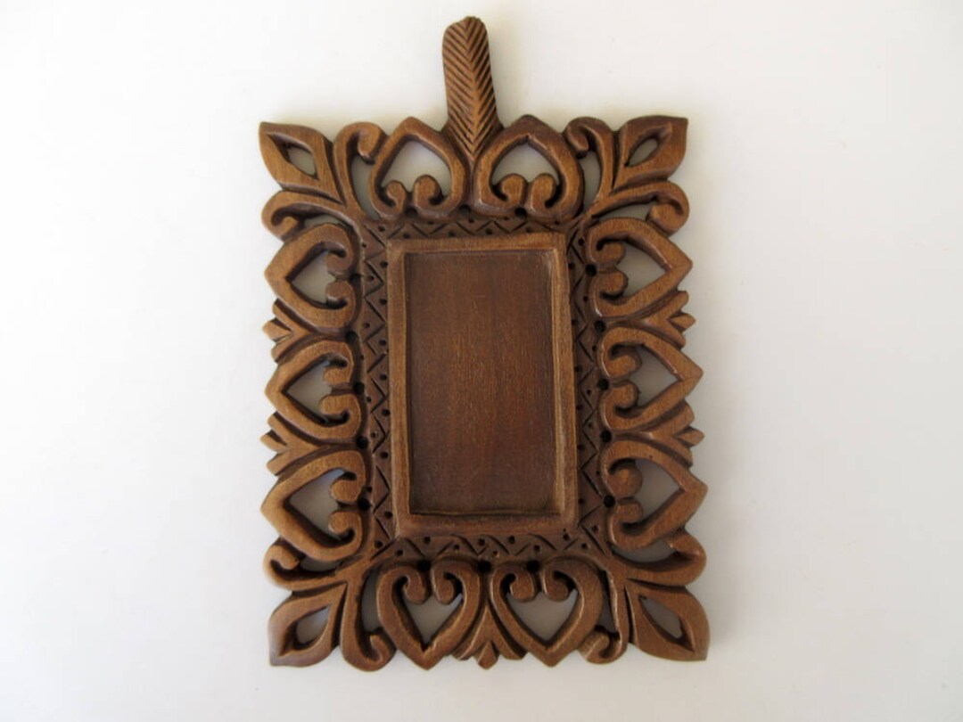 2 Pieces Hand Carved Wooden Window Frame Pendant Handmade Etsy