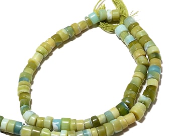 Green Opal, Green Opal Tyre Beads, Opal Heishi Beads, 6.5mm Beads, 13 Inch Strand, SKU-A110