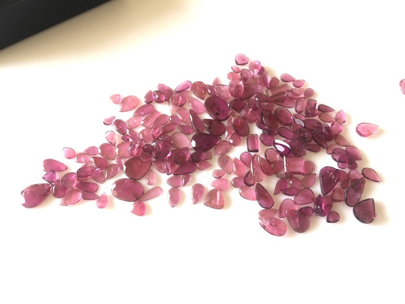 10 Pieces 5mm To 12mm Natural Pink Tourmaline Flat Back Faceted Rose Cut Loose, Tourmaline Gemstone Cabochons, GDS1071 image 6