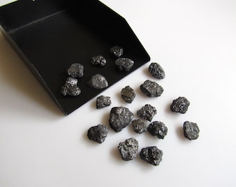 Black Color Raw Rough Flat Uncut Diamonds, 5mm To 6mm each Approx Perfect for Bezel And prong Settings, Sold As 5 Pieces/10 Pieces