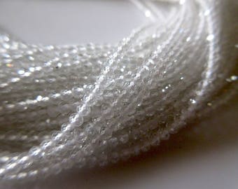 2mm Natural White Topaz Faceted Round Rondelles Beads, Excellent Uniform Cut, 13 Inch Strand, GDS500