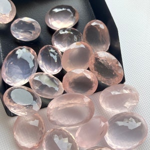 21 Pieces 16x13mm-21x17mm Natural Rose Quartz Light Pink Oval Shaped Faceted Loose Gemstone For Making Jewelry, Pink Quartz, GDS2274/15