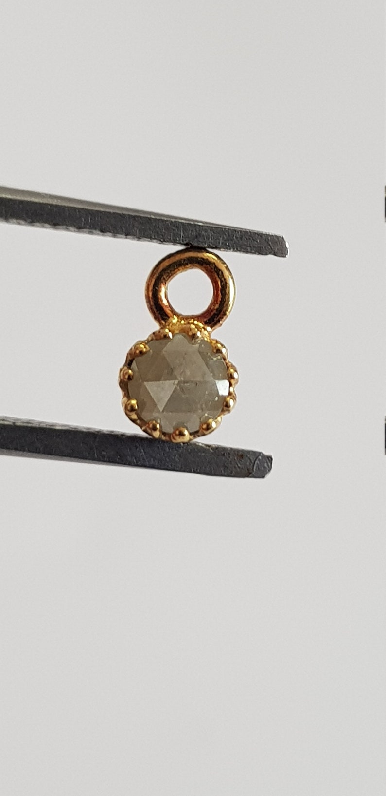 4,5 mm natuurlijke grijze enkele lus diamanten ring spantang connector klaar voor gebruik voor oorbel hanger 925 zilveren diamanten spantang DDS509/12 afbeelding 4
