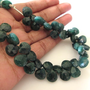 Green Corundum/Emerald Heart Shape Briolette Beads, Emerald Faceted Heart Beads, 9mm to 10mm Emerald Heart Beads, Emerald Stone, GDS1161