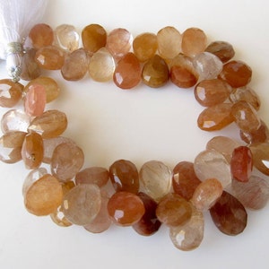 Natural Copper Gold Rutilated Quartz Pear Shaped Faceted Briolette Beads, Copper Rutile Quartz Beads Jewelry, GDS915