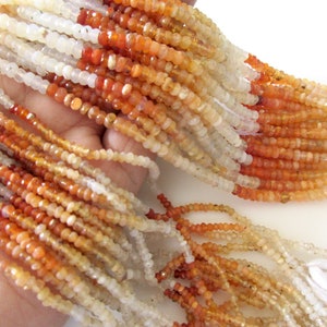 Mexican Fire Opal Beads, 2.5mm/4mm Mexican Fire Opal Faceted Rondelle Beads, Fire Opal Stone Jewelry, 13 Inch Strand, GDS1147