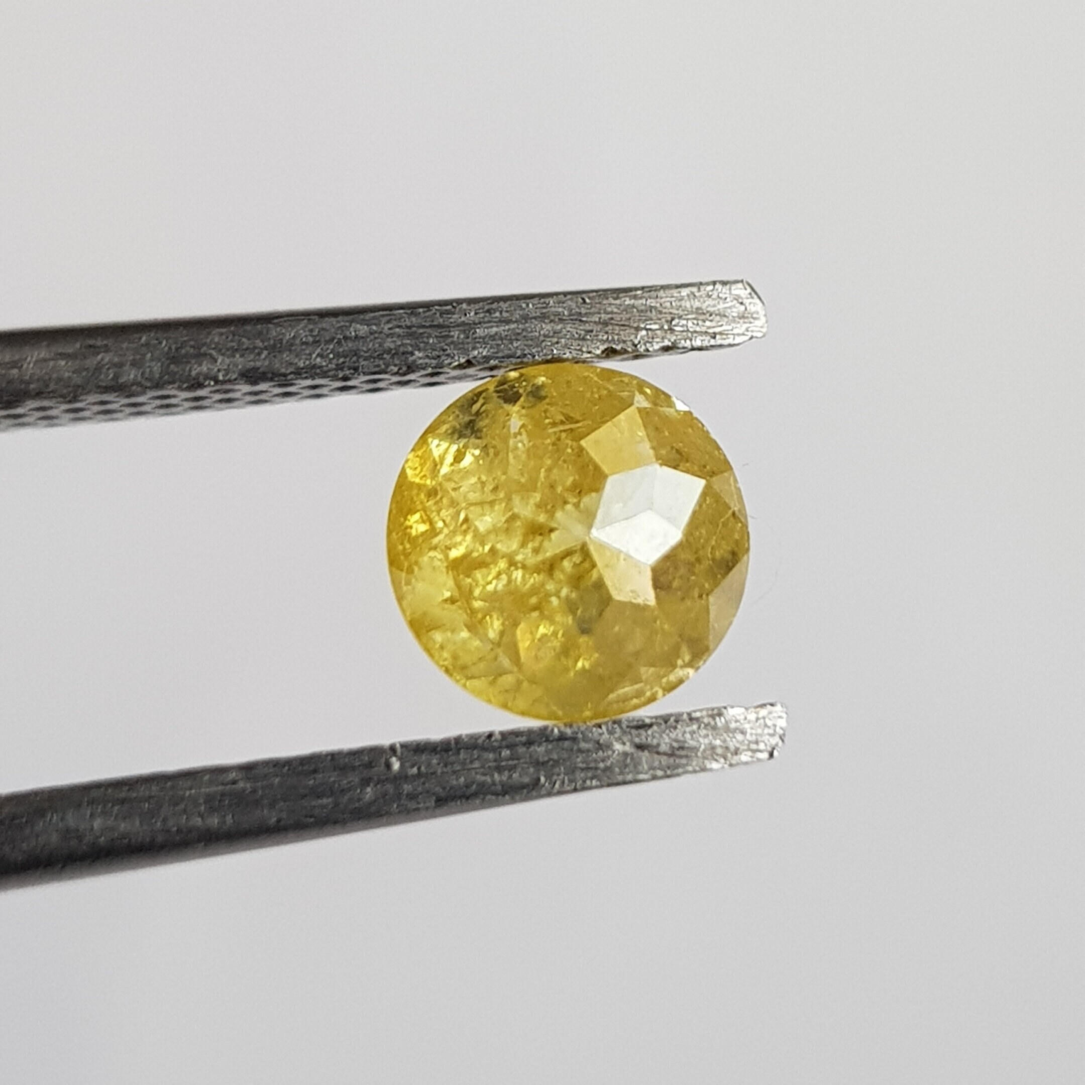 0.84ctw/5.4mm Natural Yellow Faceted Round Rose Diamond Loose, Old
