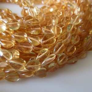 Natural Citrine Straight Drilled Pear Shape Briolette Beads, 8mm Citrine Pear Beads, 13.5 Inch Sold As 1 Strand & 5 Strands, SKU-2696