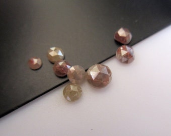 Rose Cut Diamond Loose, Rough Diamond Rose Cut, Red Raw Diamond, Faceted Cabochon, 3mm To 4mm Each, 5 Pieces