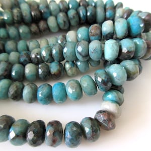 Chrysocolla Faceted Rondelle Beads, 7mm/8mm Chrysocolla Rondelles For Jewelry, Turquoise Color Chrysocolla Gemstone Beads, GDS1095