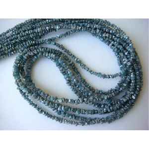 1mm To 2mm/2mm To 3mm Blue Raw Rough Uncut Diamond Beads, Conflict Free Blue Rough Diamond Loose, Sold As 8 Inch/16 Inch Strand, GFJ595