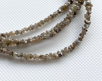 2mm To 3mm Champagne Brown Rough Diamond Beads, Natural Earth Mined Conflict Free Raw Uncut Diamond Beads, 8"/16" Strand, DDS773/22